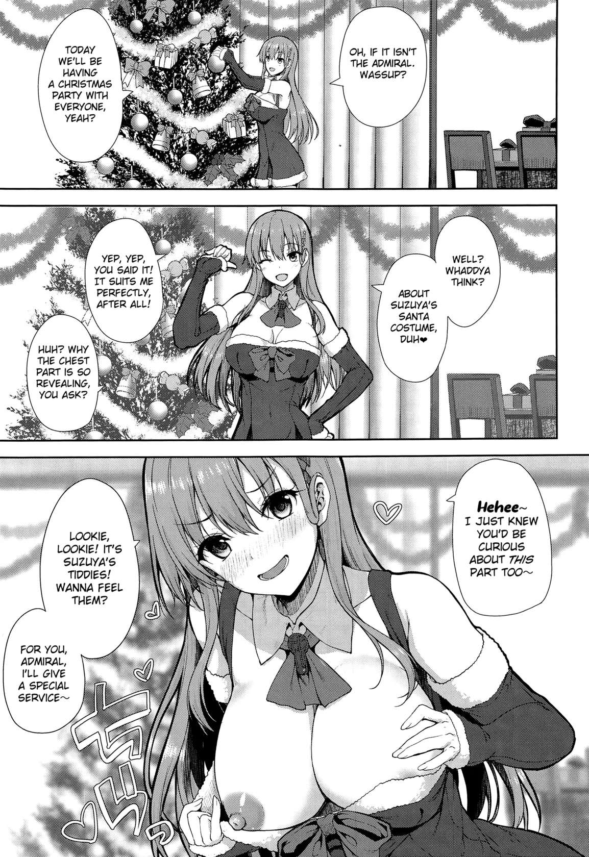 (AC2) [Mugen@WORKS (Akiduki Akina)] Christmas ni Kakurete Oppai Misete kureru Suzuya wa Suki desu ka? (Kantai Collection -KanColle-) [English]