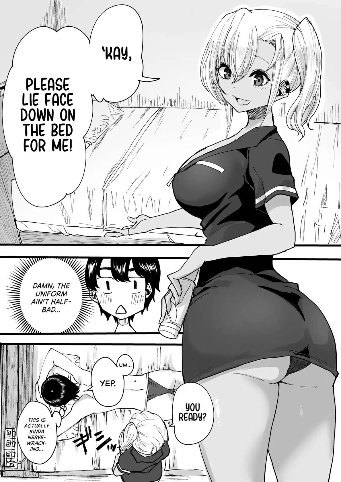 [Kurohamya (Kurosu)] Kurogal Men-esthe Jou ga Yarasetekureru Hanashi | Happy Endings with a Tanned Gyaru Massage Therapist [English] [head empty] [Digital]