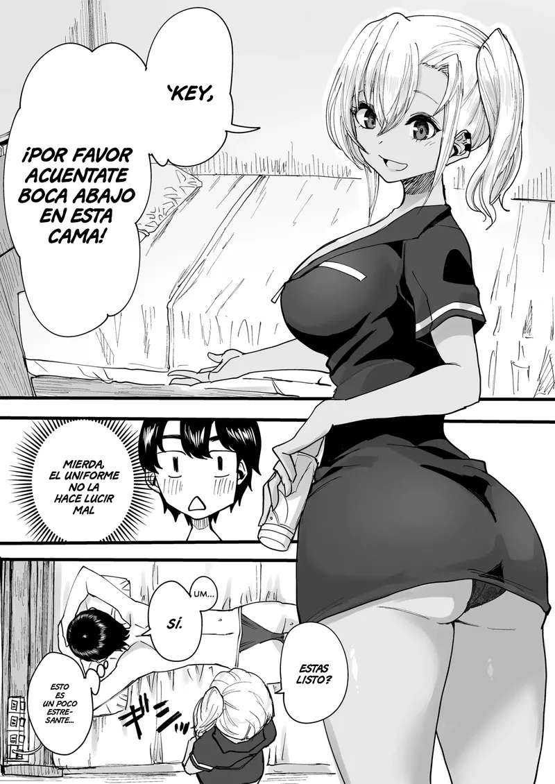 [Kurohamya (Kurosu)] Kurogal Men-esthe Jou ga Yarasetekureru Hanashi | Un Masaje con Final Feliz Dado por una Bronceada Gyaru Terapeuta [Spanish] [El Pato Con Sombrero] [Digital]