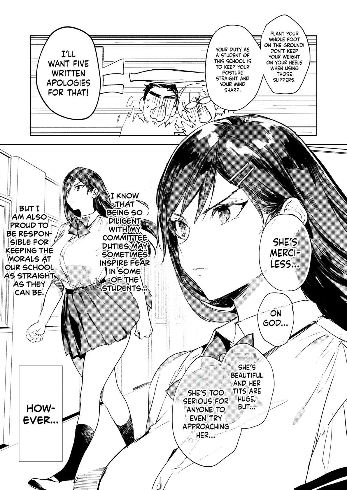 [BOOCH (Booch)] Kiritsu ni Kibishii Fuuki Iinchou wa Kounai de Himitsu no Dosukebe Onanie ga Yamerarenai! | The Strict Head of the DIsciplinary Committee Just Can't Stop Masturbating at School! [English] [Shiromaru] [Digital]